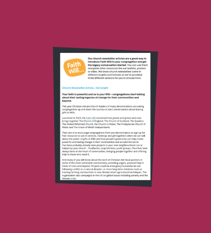 Faith Will Newsletter articles thumbnail