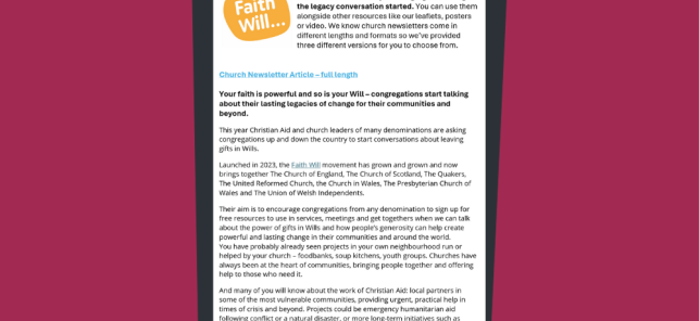 Faith Will Newsletter articles thumbnail